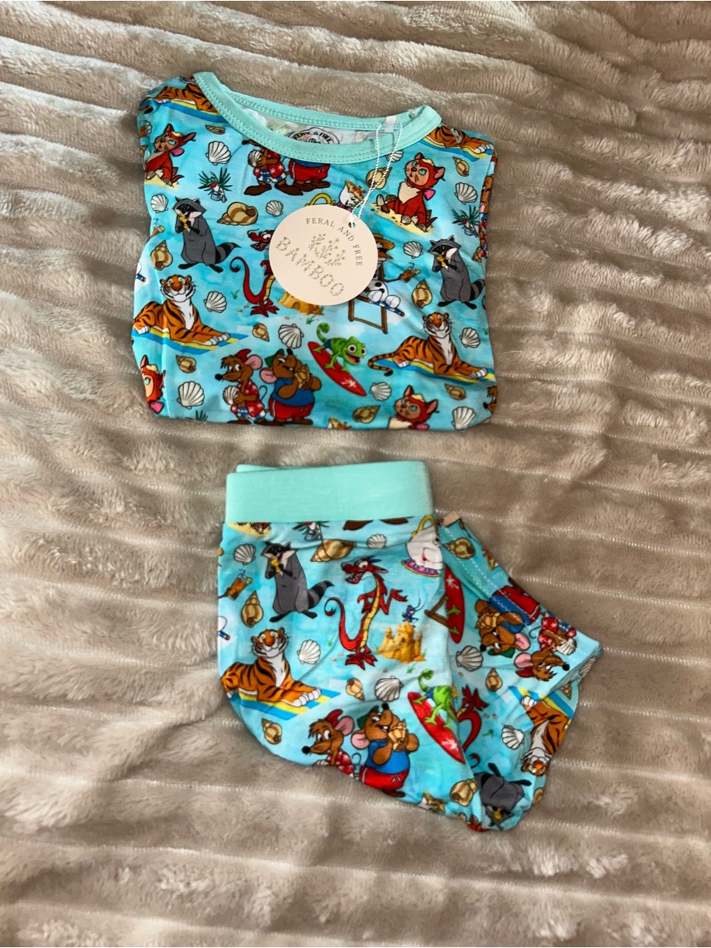 BAMBOO Light Blue Animal & Beach Print Kids Pajama Set